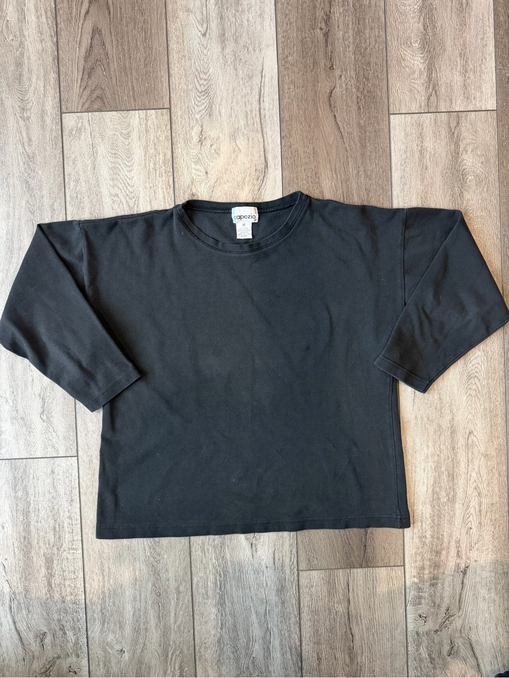 Capezio- Vintage Dance 100-% Cotton Black Long Sleeve Crew Tee